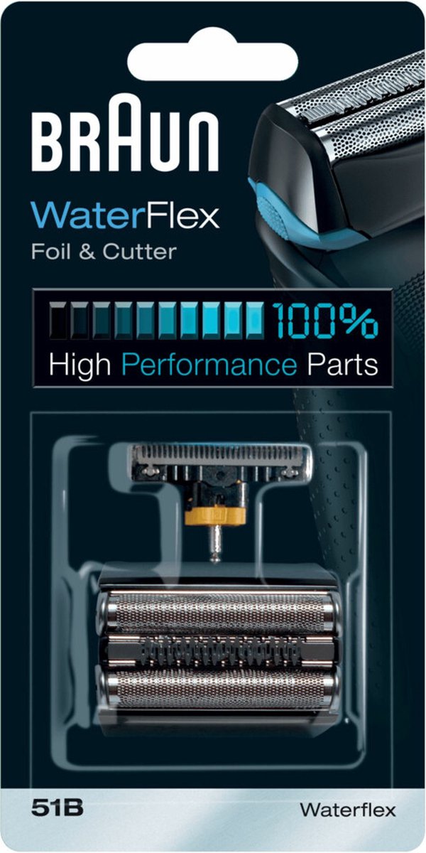 Braun WaterFlex 51B Foil & Cutter Zwart - Vervangende Scheerkop - Scheerblad