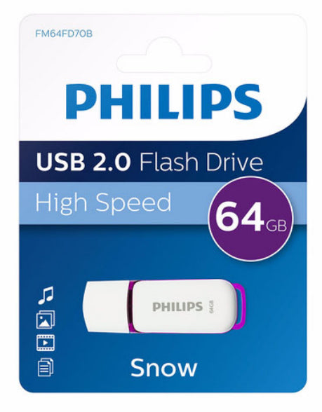 Philips FM64FD70B - USB 2.0 64GB - Snow - Paars