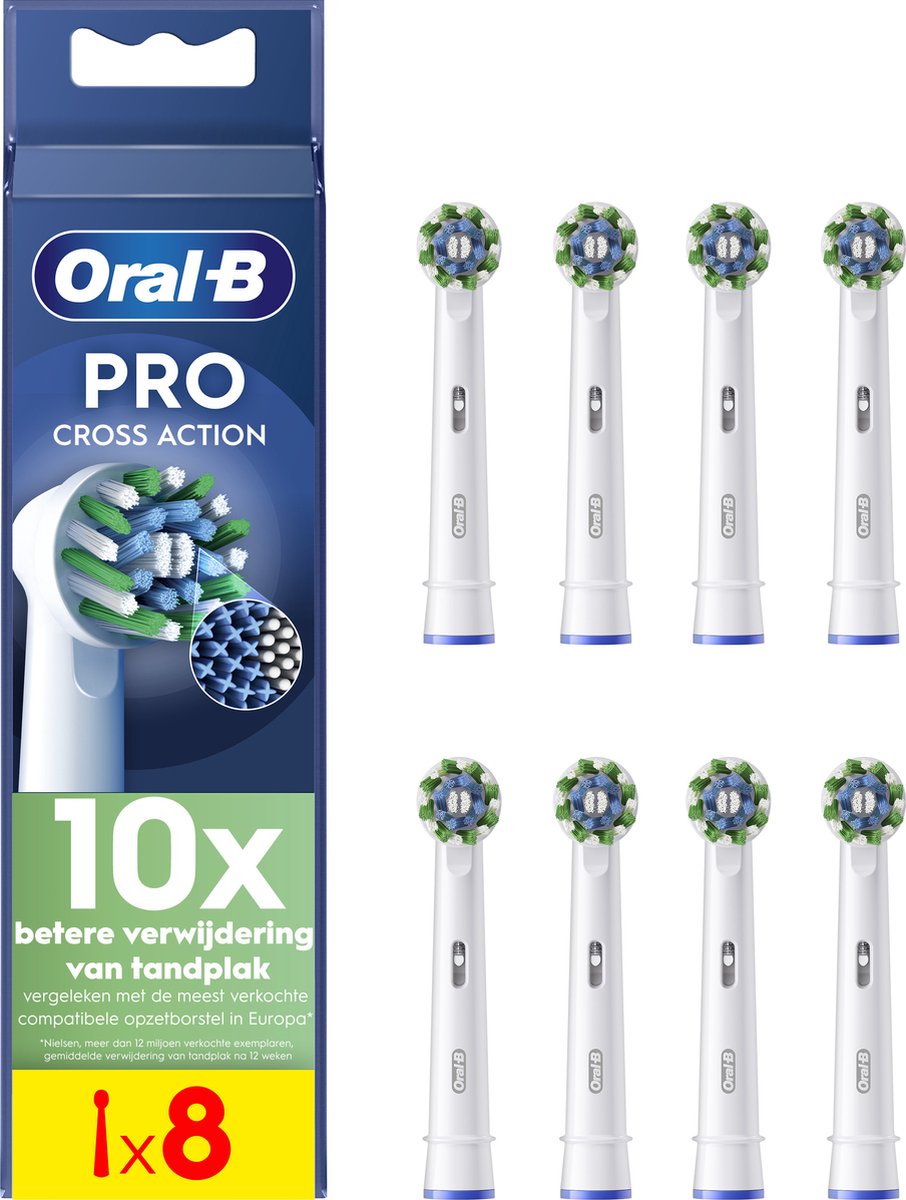 Oral-B Cross Action Pro - Opzetborstels - Met CleanMaximiser Technologie - 8 Stuks
