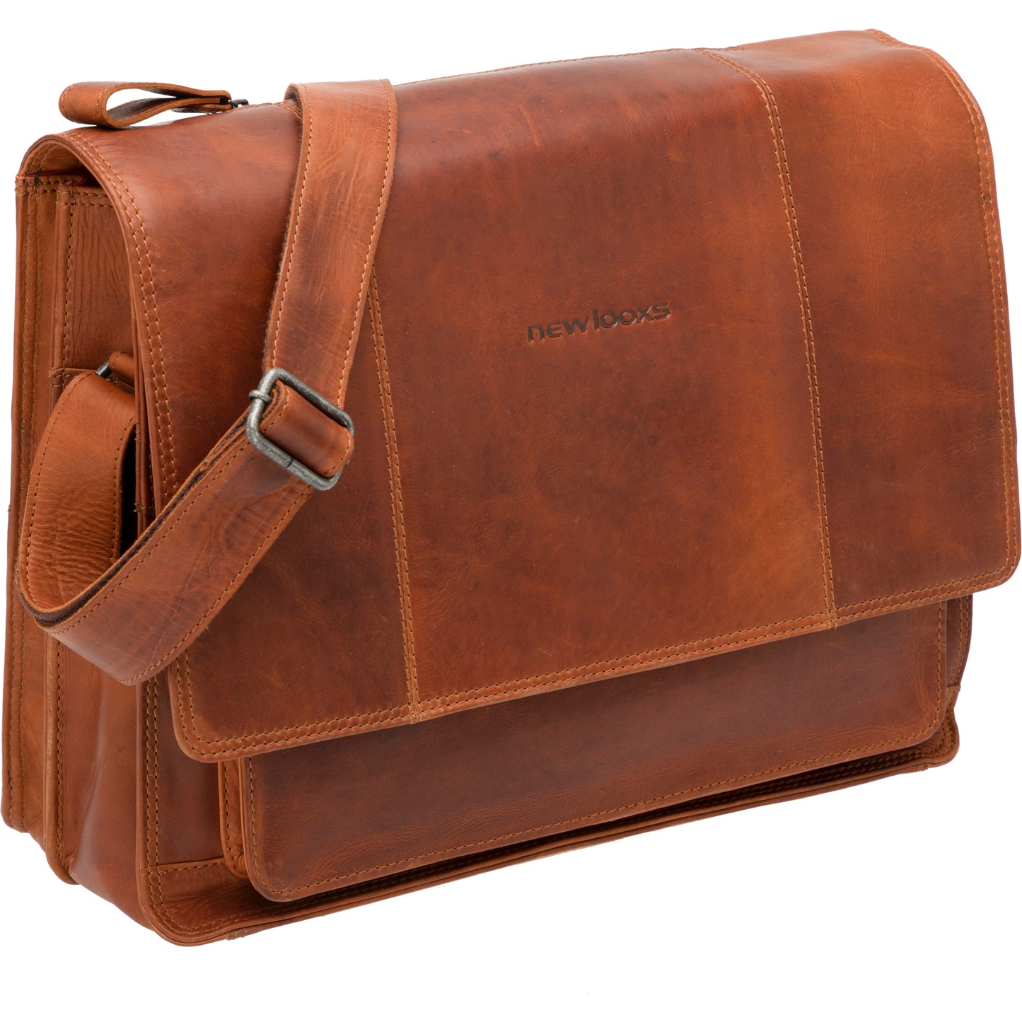 Fietstas New Looxs Fellini 18 liter 40 x 15 x 32 cm - gemaakt van luxe leder - cognac
