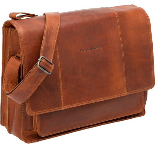 Fietstas New Looxs Fellini 18 liter 40 x 15 x 32 cm - gemaakt van luxe leder - cognac